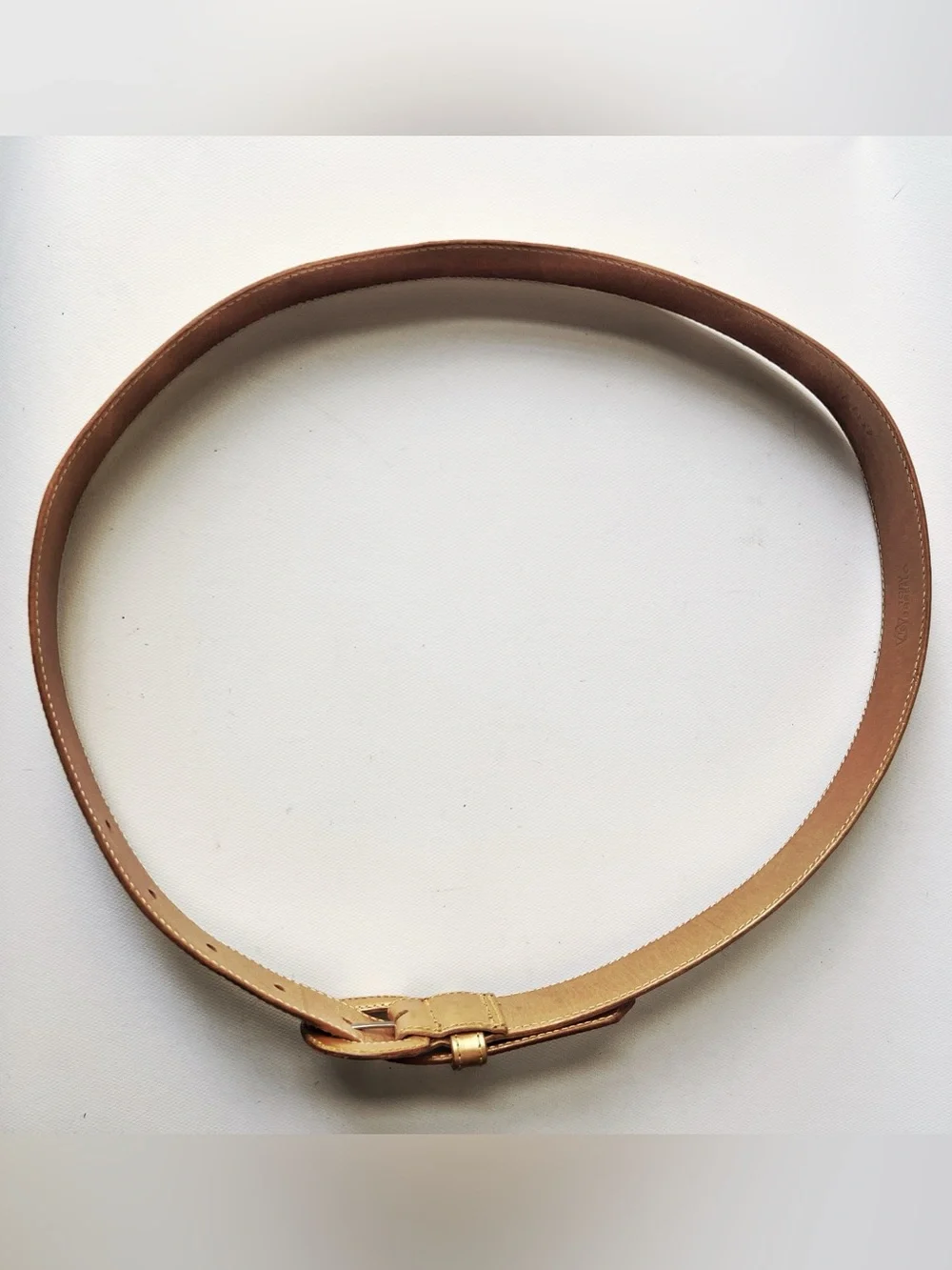 Vintage 1980's Size 34 Genuine Leather Gold Lame Belt by Tony Barcelo Spain
